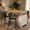 White&Natural, variant on 3-in-1 Sideboard with Foldable Tabletop, Marble Grain Top, 2-Door Storage, Dining Room, Black&Walnut