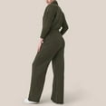 thumbnail image 3 of UPPADA Long Sleeve Wide Leg Jumpsuits for Women Casual Zip Up One Piece Romper Pockets Casual Wear Outfit Army Green,L, 3 of 6