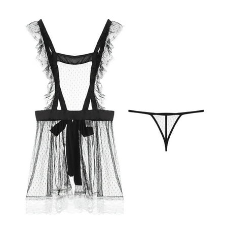 

Red Underwear Set for Women Sexy Ladies Fashion Erotic Lingerie Hollow Sexy Mesh Frenulum Maid Apron Uniform Thong Cosplay Suit Lingerie Sets with Garter Christmas Sexy Lingerie