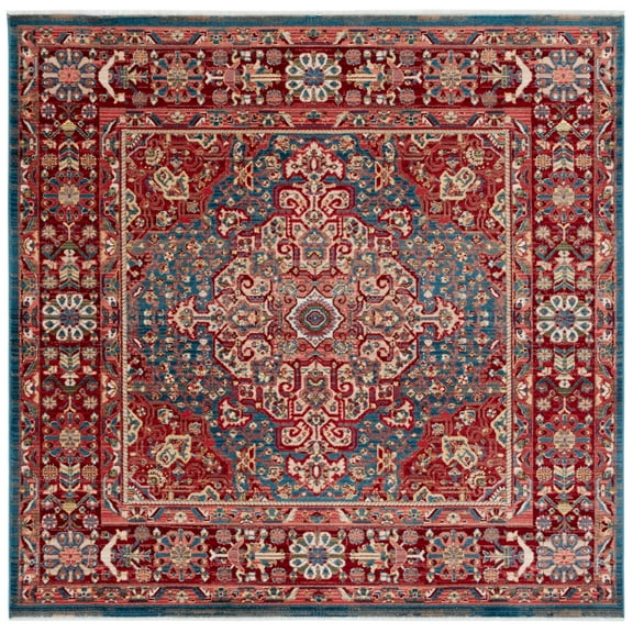 SAFAVIEH Kashan Pema Oriental Area Rug, Blue/Red, 5'1" x 5'1" Square