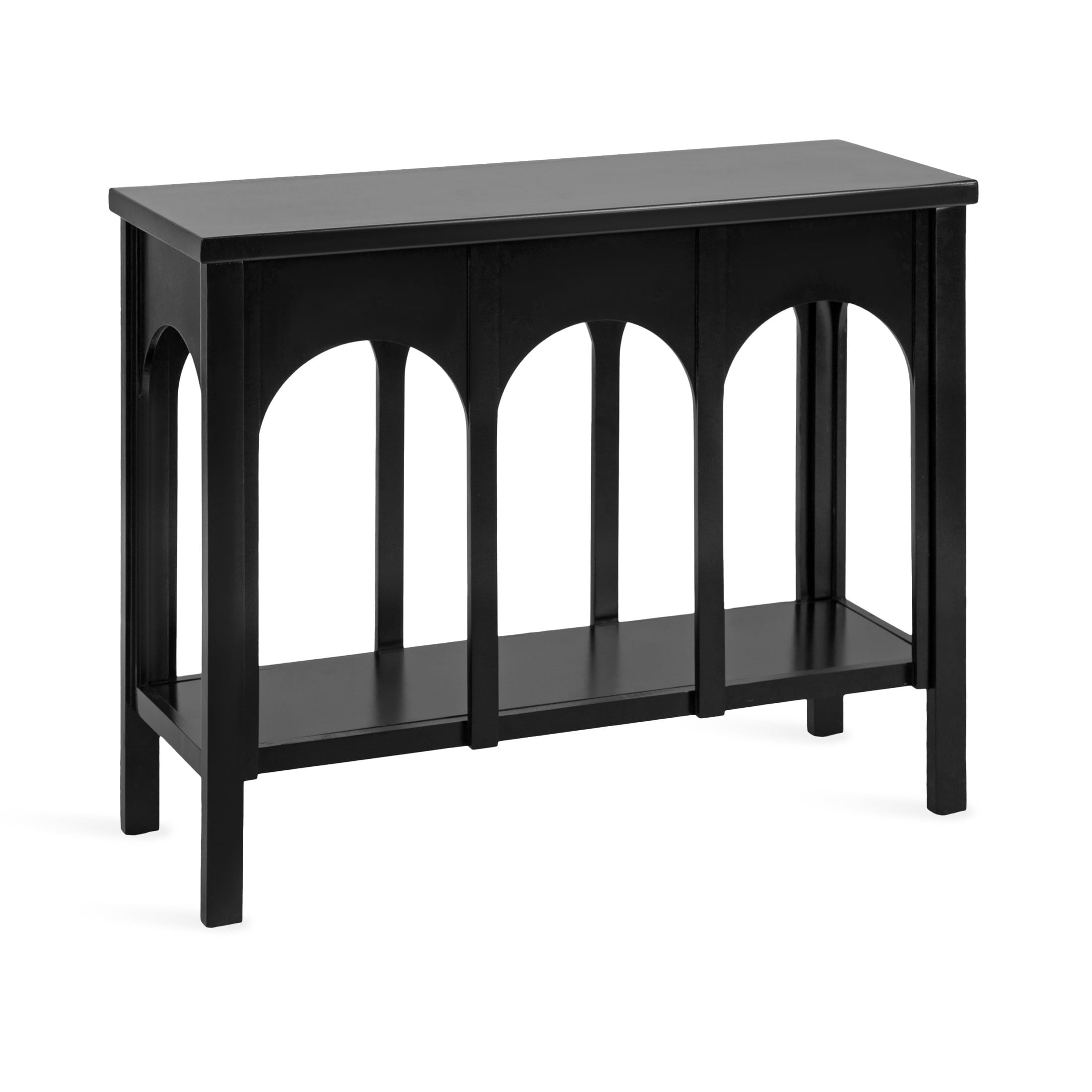 Kate and Laurel Ulla Modern Tiered Rectangle Console Table, 36 x 13 x 30, Black, Transitional Two-Tier Wood Arched Entryway Table with Storage for Behind Couch Home Decor Option