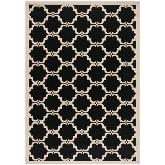 SAFAVIEH Courtyard Estelle Geometric Indoor/Outdoor Area Rug, 9' x 12', Black/Beige