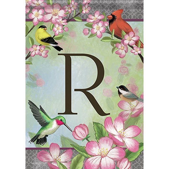 Songbird Monogram R 49669 Garden Flag 12.5" x 18"