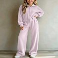 thumbnail image 2 of ITSAME Girls Knit Cotton Outfit Zip Up Candigan and Wide Leg Pants 2-Piece Fall Winter Casual Set Size 12, 2 of 5