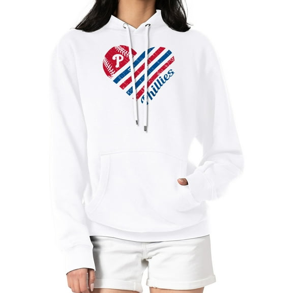 Women's G-III 4Her by Carl Banks  White Philadelphia Phillies Heart Fleece Pullover Hoodie