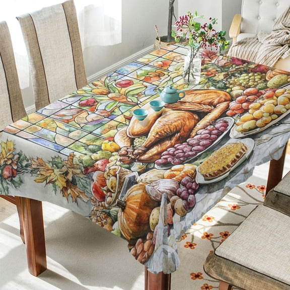 BZSMCE Square Tablecloth Hearty Dinner Plainting Pattern Tableclothes