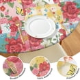 thumbnail image 4 of Pioneer Flower Floral Print Pattern Round Fitted Tablecloth with Elastic Edge,Dining Table Cover Waterproof,Outdoor Round Tablecloth for Camping,Dining,Indoor and Outdoor, 4 of 7