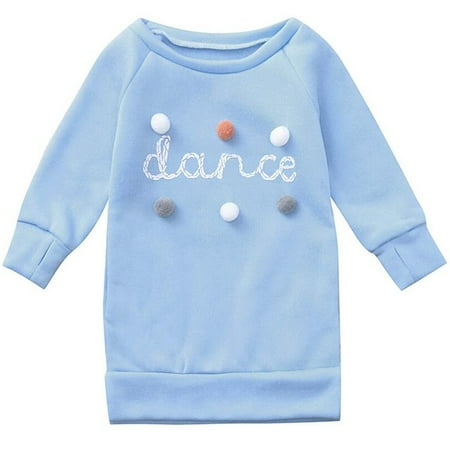 

QWERTYU Infant Baby Toddler Child Children Kids Sundress Letter Dress Long Sleeve Fall Winter Dresses for Girls 12M-5Y 110