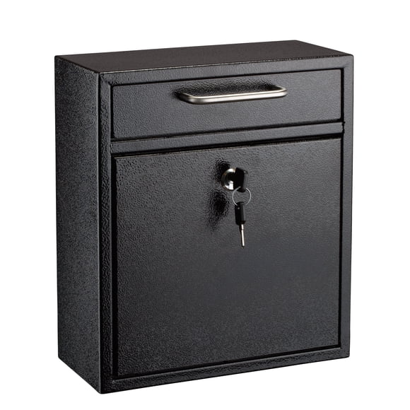 AdirOffice Boîte aux Lettres Murale en Acier Galvanisé avec Serrure à Clé, Noir