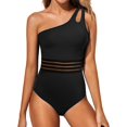 thumbnail image 1 of SURJDE One Shoulder One Piece Swimsuit for Women Tummy Control Bathing Suits Modest Full Coverage Keyhole Swimwear, 1 of 6