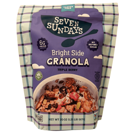 Seven Sundays Bright Side Triple Berry Granola  20 oz – Gluten Free  No Refined Sugar  6g Protein