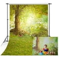 thumbnail image 2 of Spring Photography Backdrop Easter Woodland Big Tree Meadow Grass White Flower Fairy Tale Photo Studio Booth Background, 2 of 8