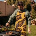 thumbnail image 4 of Yellow and Brown Of Leopard Print Apron-Garden Aprons for Women with Pockets-Cotton Linen Waterproof Kitchen Cooking Gardening Aprons Adjustable for Kitchen,Cooking,BBQ and Salon 33x27 Inch, 4 of 7