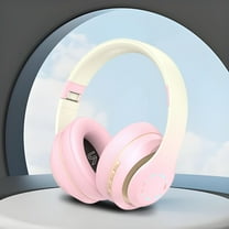 Bluetooth Headphones Over Ear, 65H Playtime and 6 EQ Music Modes Wireless Headphones with Microphone, HiFi Stereo Foldable Lightweight Headset, Deep Bass for Home Office Cellphone PC Ect. - Pink