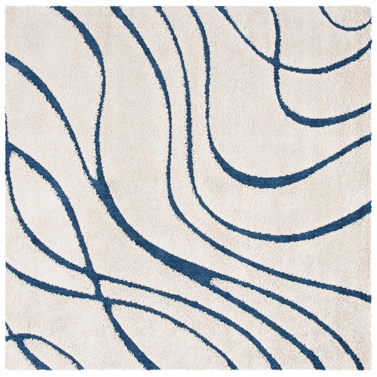 SAFAVIEH Florida Tamzen Abstract Shag Runner Rug, Cream/Blue, 2'3" x 5'