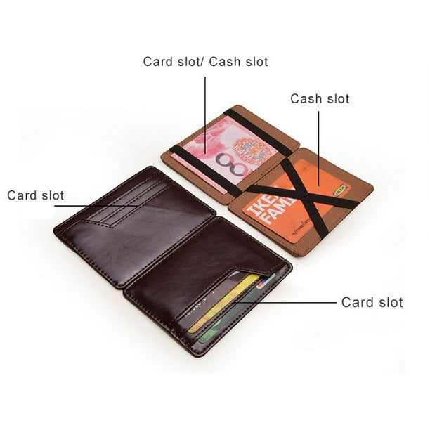 Cartera Hombre Piel Genuina Dinero Cartera Hoja y Tarjetero Hombre Tarjetero Banco. Color Cafe