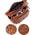 thumbnail image 6 of Gustave PU Leather Crossbody Bag for Women Soft Lightweight Shoulder Handbag Satchel Purse with Multi Zipper Pocket - Brown, 6 of 8