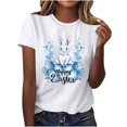 thumbnail image 2 of Hfnxid Easter Shirts for Women Funny Bunny Rabbit Graphic T Shirt Lightweight Breathable Crewneck Top Fahsion Flower Holiday Vacation Shirt White M, 2 of 5