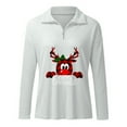 thumbnail image 3 of asdoklhq Womens Plus Size Tops Clearance,Women Christmas Print V-Neck Long Sleeve T-shirt Top Blouse Pullover, 3 of 5