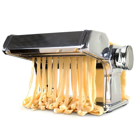 Eternal Living Manual Pasta Maker Machine with Clamp Removable Handle and Adjustable Thickness Settings, Stainless Steel