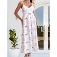 thumbnail image 5 of LMLYSoH Women Slip Dress, Spaghetti Straps V-neck Backless Bow Floral Swing Dress Summer Long Dress for Cocktail Party, 5 of 9