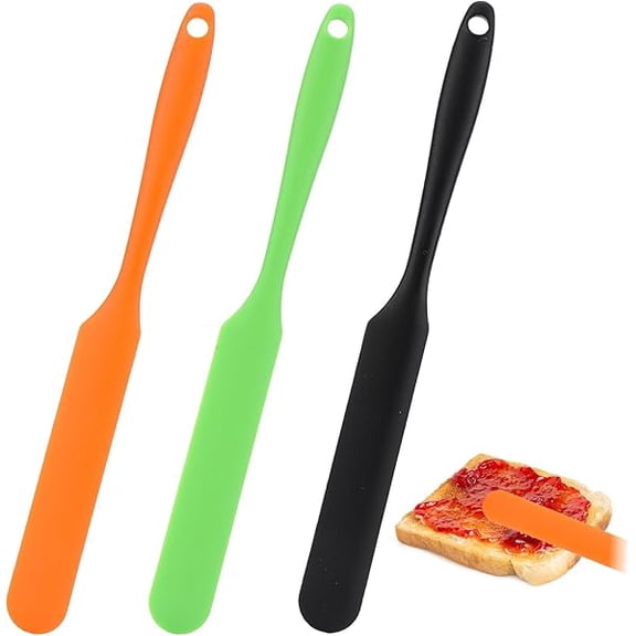 3 Pcs Silicone Jar Spatula, Sourdough Spatula with Long Handle, Skinny Spatulas Scraper for Jars, Jam Spreader Cake Cream Butter Spatulas Mixing Batter Scraper for Jars Baking Cake Icing