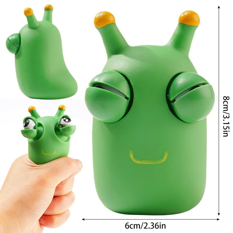 Jouet à Presser spongieux,Jouet à Presser Insecte végétal,6 PCS Green Eye  Bouncing Worm Squeeze Toy,Jouet De Pincement De Ver