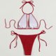 thumbnail image 4 of Conjunto de Bikini de Cintura Alta para Mujeres Color Sólido Sexy Colgantes Ajustables Bikini, Diseño de Corte Alto sin Espalda para Piscina, Playa Y Vacaciones, 4 of 4