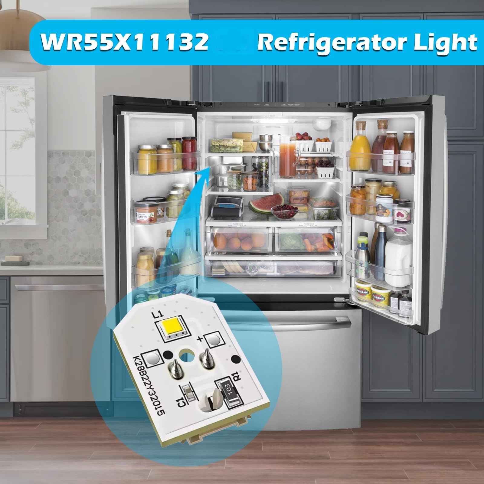 4Pcs WR55X11132 WR55X25754 Refrigerator LED Light for GE Refrigerator LED Light Replacement Replace WR55X30602 WR55X26486 CWE23SP3MJD1 CWE23SP3MKD1 CWE23SP3MLD1 CWE23SP4MFW2 CWE23SP4MGW2