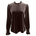 thumbnail image 4 of Adeawade Womens Tops Crewneck Long Sleeve Loose Fit Solid Color Fashion Tee Clothing Xl Coffee, 4 of 4