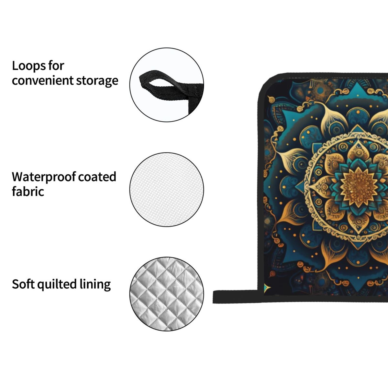 Ethnic Bohemian Mandala Geometric 4Pcs Oven Mitts and Pot Holders Sets Oven Kitchen Gloves Hot Pads for Cooking BBQ Baking Grilling