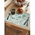 thumbnail image 3 of Placemats Set of 6, Cotton Linen Heat Table Mats Non-Slip Washable Spring Green Hand Painted Botanical Leaves Trees Placemat for Holiday Banquet Dining Kitchen Table Decor, 3 of 6