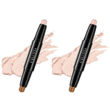 Highlight Contour Duo Shadow Bronzer Makeup Cream Face Eye Chin Pen, 2 Pack