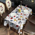 thumbnail image 4 of White Baseball Elements Pattern Rectangle Tablecloth 60"x102",Waterproof Polyester Rectangle Table Cloth, Wipeable Spillproof Polyester Tablecloth for Dining, Camping, Indoor and Outdoor, 4 of 5
