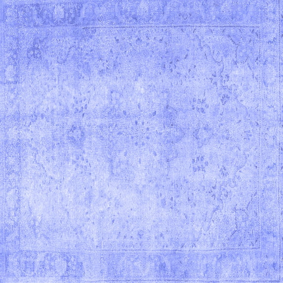 Ahgly Company Machine Washable Indoor Square Persian Blue Traditional Area Rugs, 3' Square