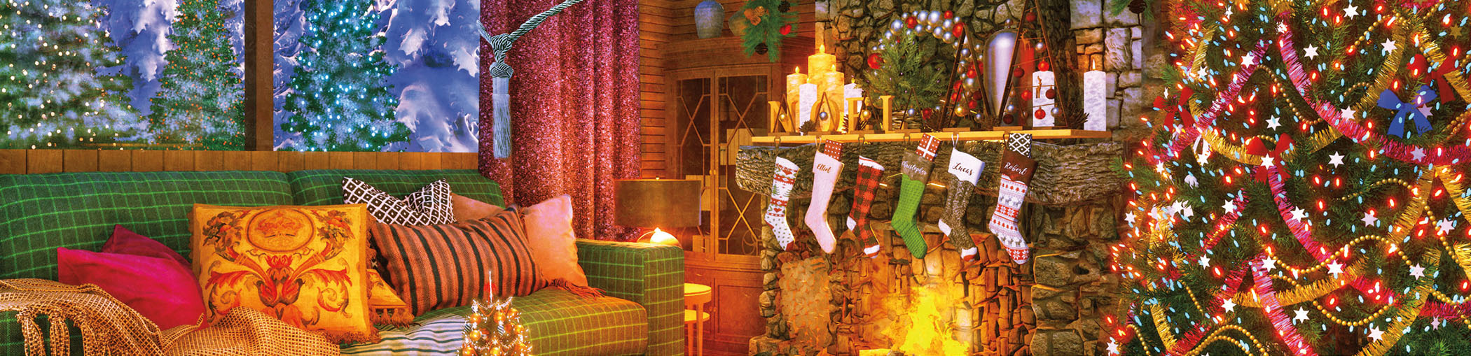 Ceaco - Tis The Season - Christmas Mountain Lodge - 550 Piece Interlocking Jigsaw Puzzle
