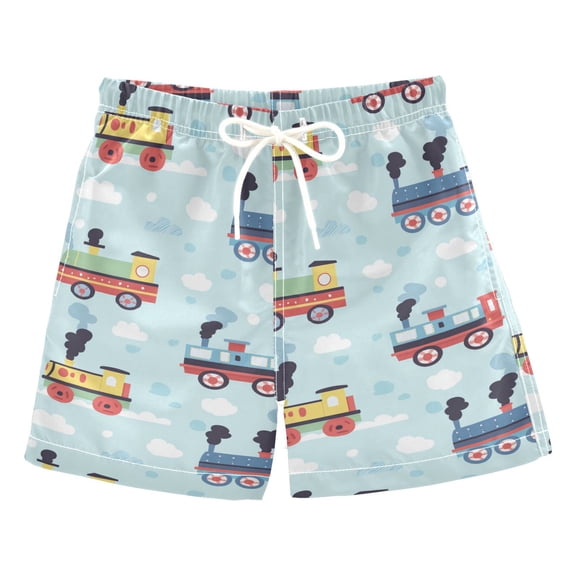 FORMRS Boys Swim Trunks Quick Dry Mesh Liner Boardshorts Sizes XS-XL, Colorful Trains