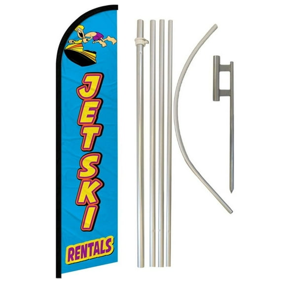 Jetski Rentals Windless Banner Flag & Pole Kit