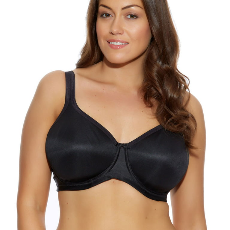 elomi women's plus size smoothing seam free underwire bra, black - 36e 