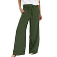 thumbnail image 3 of Women's Straight Leg Casual Pants with Elastic Waist and Pockets Comfortable Loose Fit Long Trousers for Everyday Wear, 3 of 7