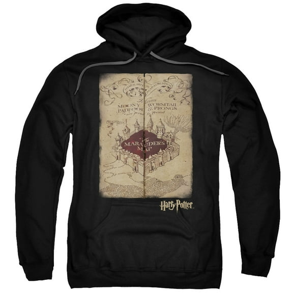 Trevco HP8061-AFTH-1 Harry Potter & Marauders Map-Adult Pull-Over Hoodie, Black - Small