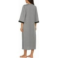 thumbnail image 4 of Oudiya Women Zipper Robe Loungewear Dress Full Length Nightgown Housecoat 3/4 Sleeves Sleepwear with Pockets, 4 of 5