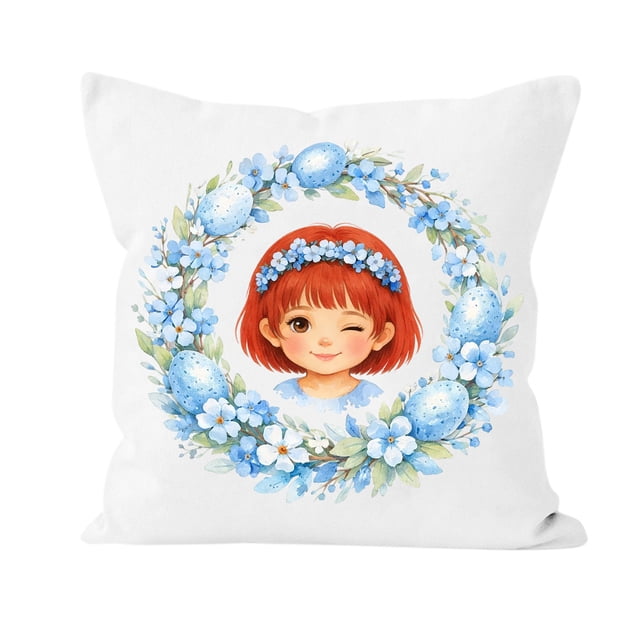 Easter Basket Stuffer Soft Throw Pillow With Hand-Drawn Character Design For Kids Room Decor 35 cm x 35 cm