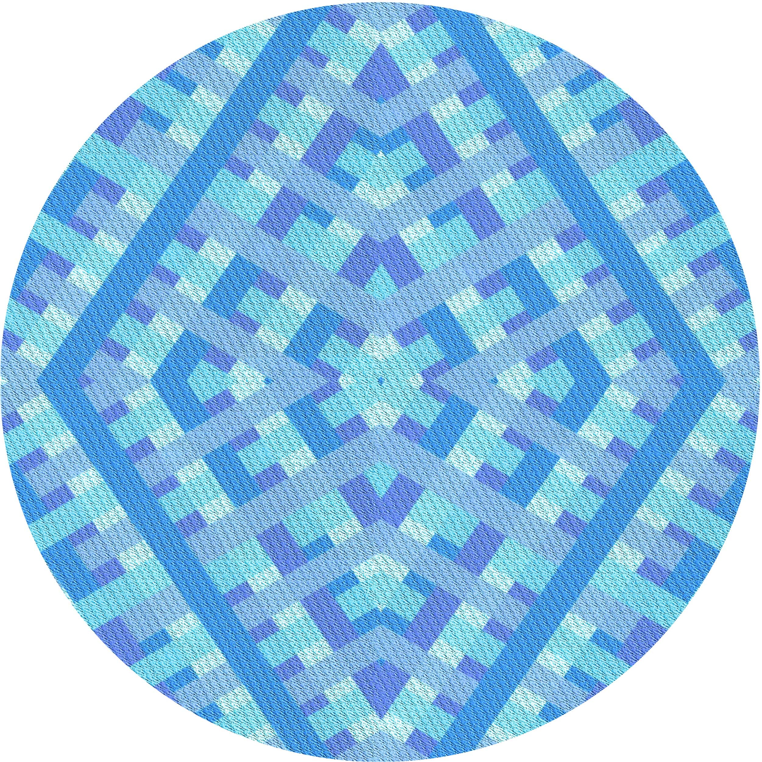 Ahgly Company Indoor Round Patterned DodgerBlue Area Rugs, 8' Round ...