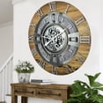 thumbnail image 4 of THE GEARS CLOCK Wall Clock with Real Moving Gears EN-LI_ 36 in Round Wood-Stone, 4 of 12