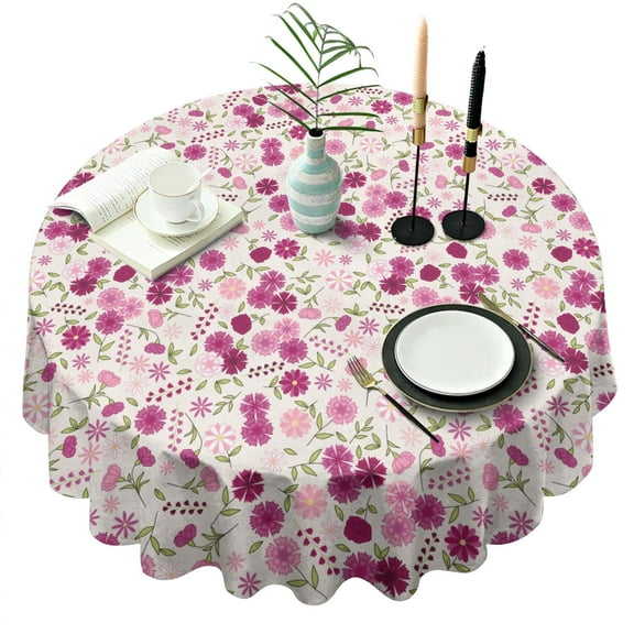 Round Waterproof Tablecloth Pioneer Reusable Indoor/Outdoor Durable Table Cover for Kitchen and Dining Room 60 Inch X 60 Inch