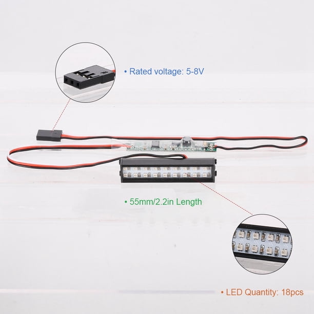 Barra de luz colorida 1/10 RC perfke Lámpara de techo mejorada para Axial SCX10 D90 55x12mm