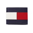 thumbnail image 1 of Cartera Tommy Hilfiger de piel delgada con doble pliegue azul/blanco/rojo, 1 of 5