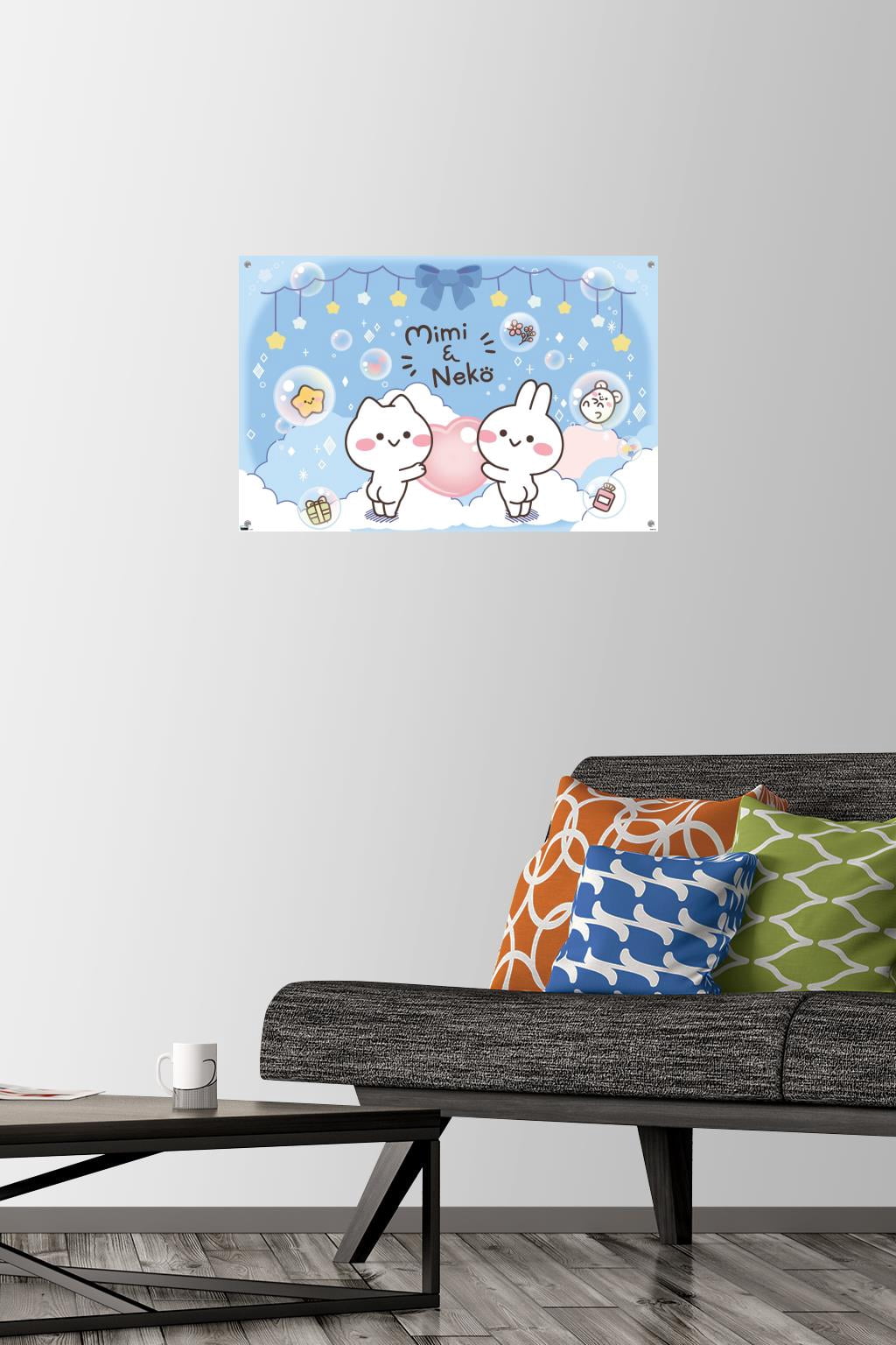 Mimi & Neko - Clouds Wall Poster with Push Pins, 14.725" x 22.375"