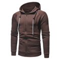 thumbnail image 4 of Sweat à Capuche Homme Couleur Unie Ample Mode Décontractée Manches Longues Fermeture Éclair, 4 of 9